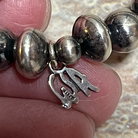 American West Carolyn Pollack Sterling Silver NavajoBeads Style Stretch Bracelet - Picture 3 of 16